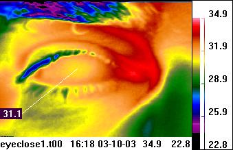 termograma del primer del ojo con temperatura